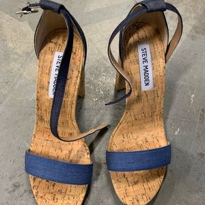 Steve Madden Carson denim and cork heels